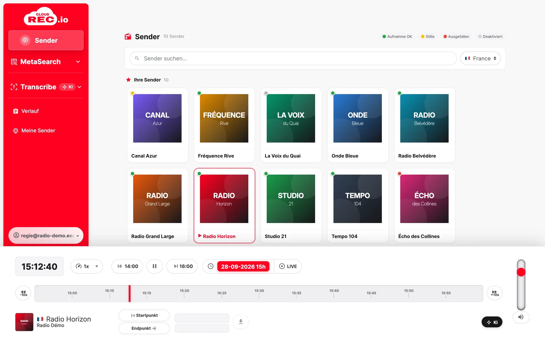 CloudREC.io-Screenshot : Ausschnitt-Downloads