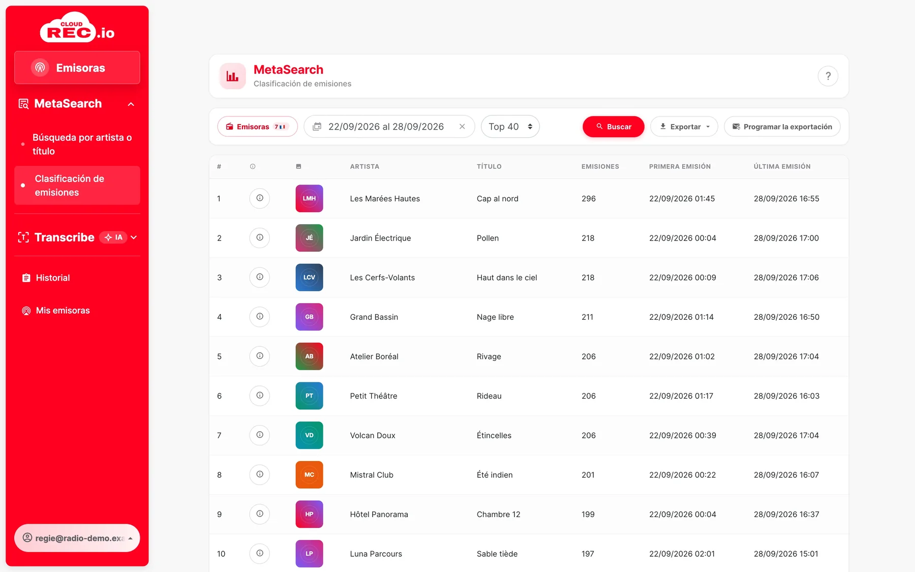 Captura de pantalla de CloudREC.io : MetaSearch
