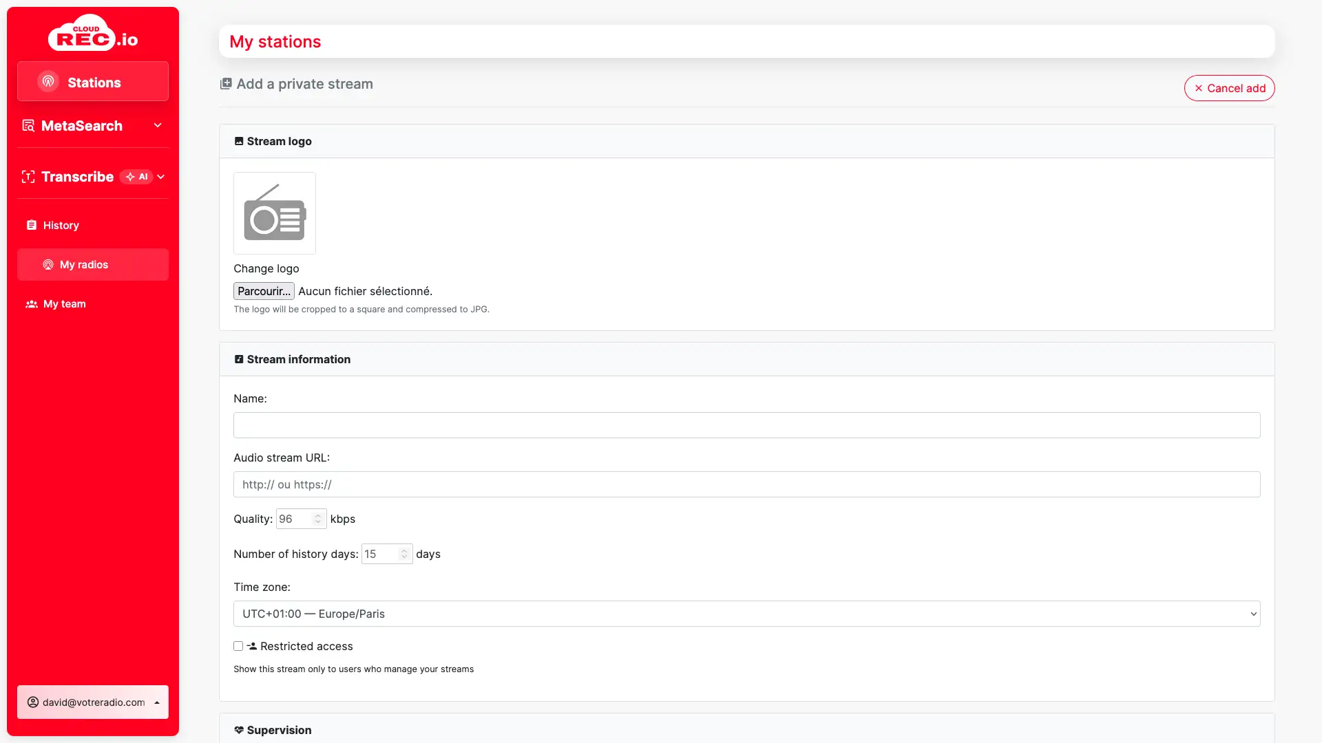Capture d’écran CloudREC.io