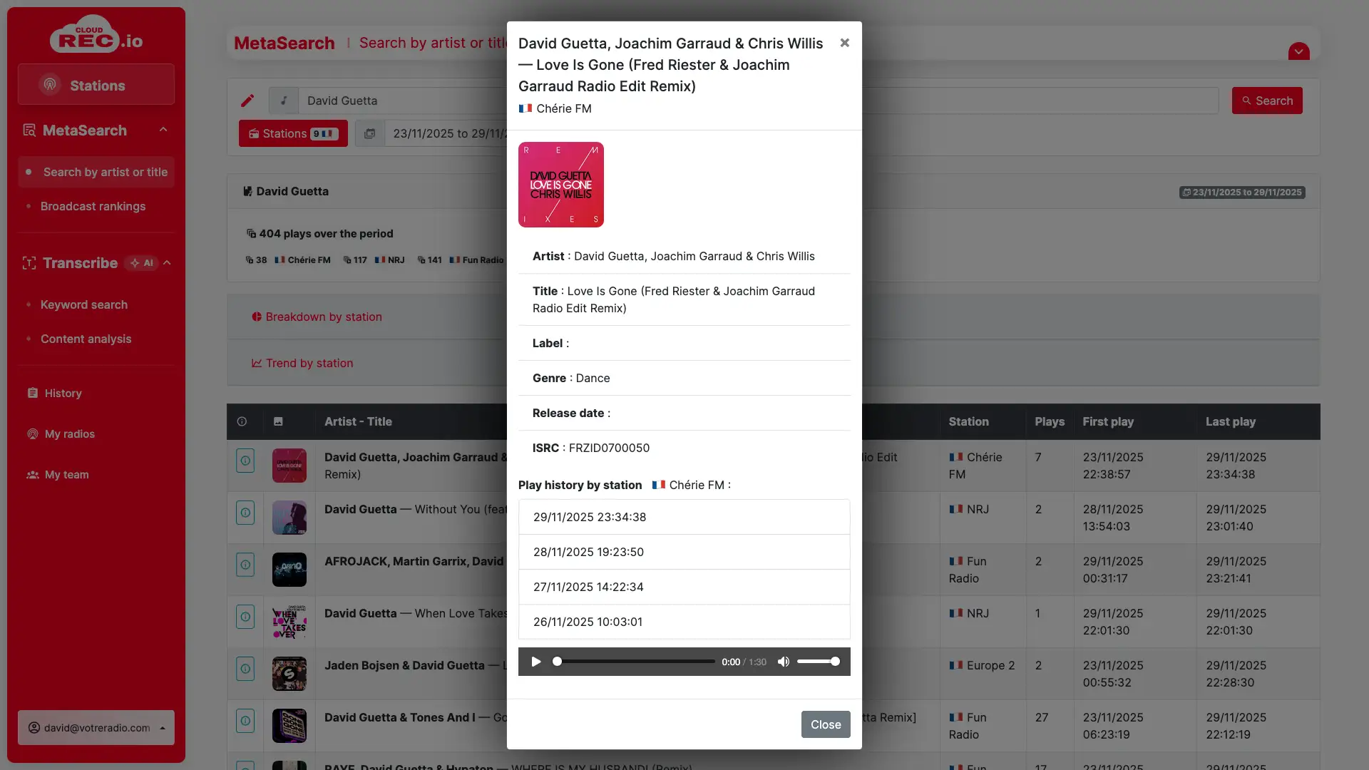 Capture d’écran CloudREC.io