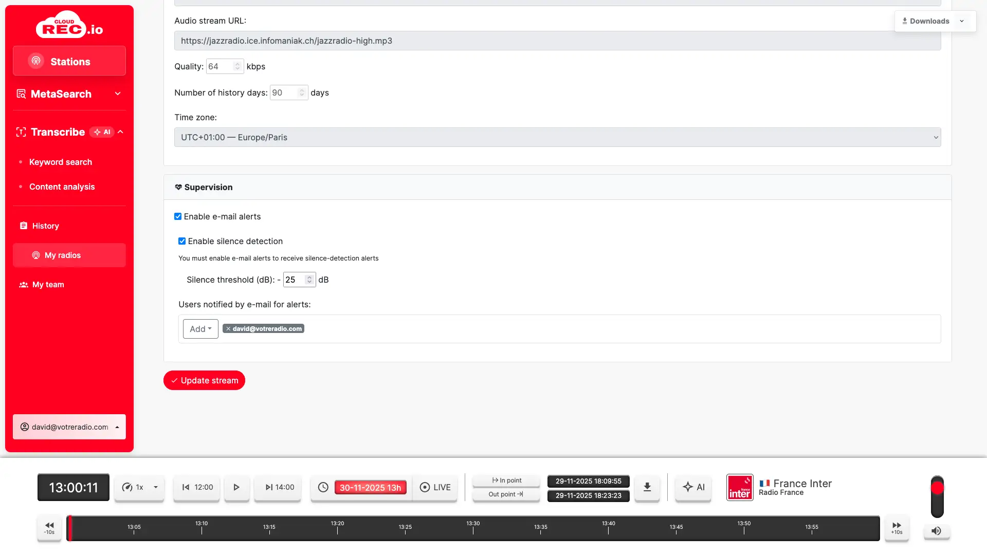Capture d’écran CloudREC.io