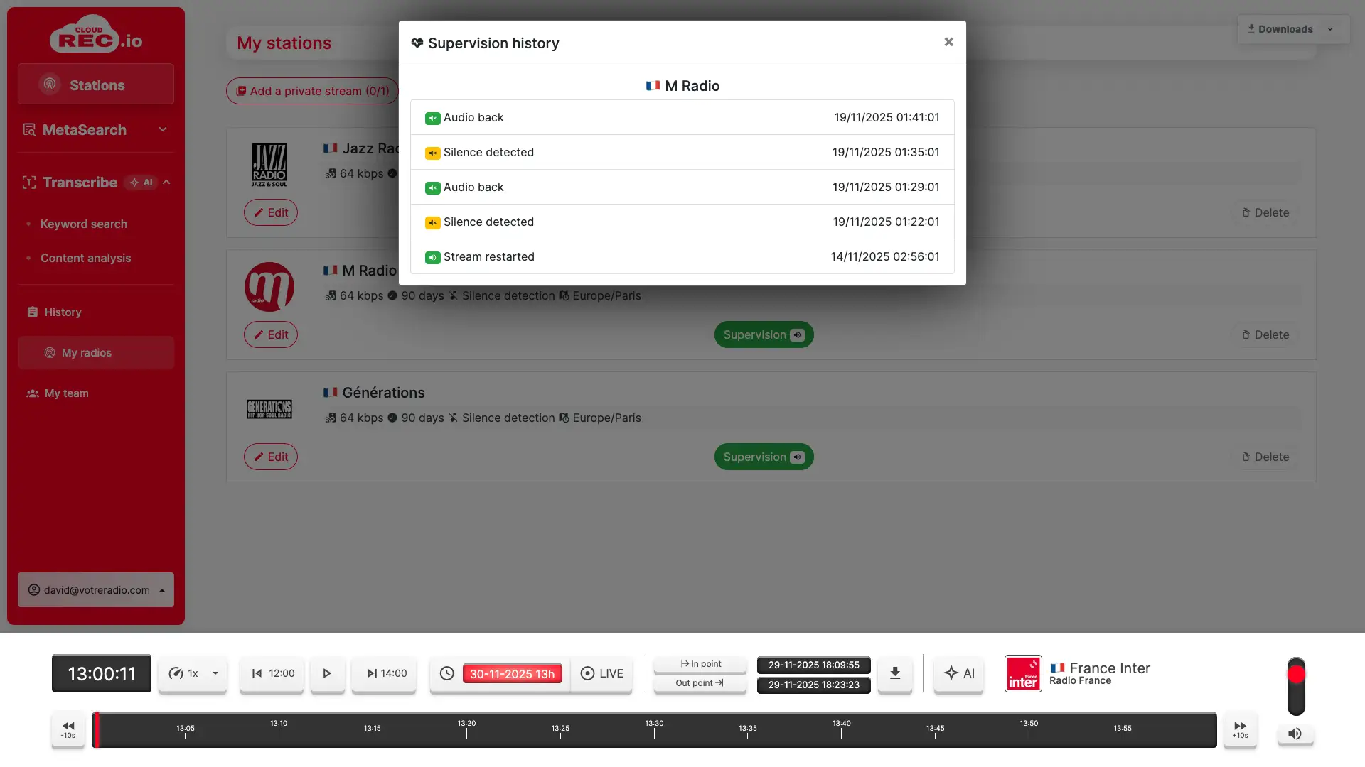 Capture d’écran CloudREC.io