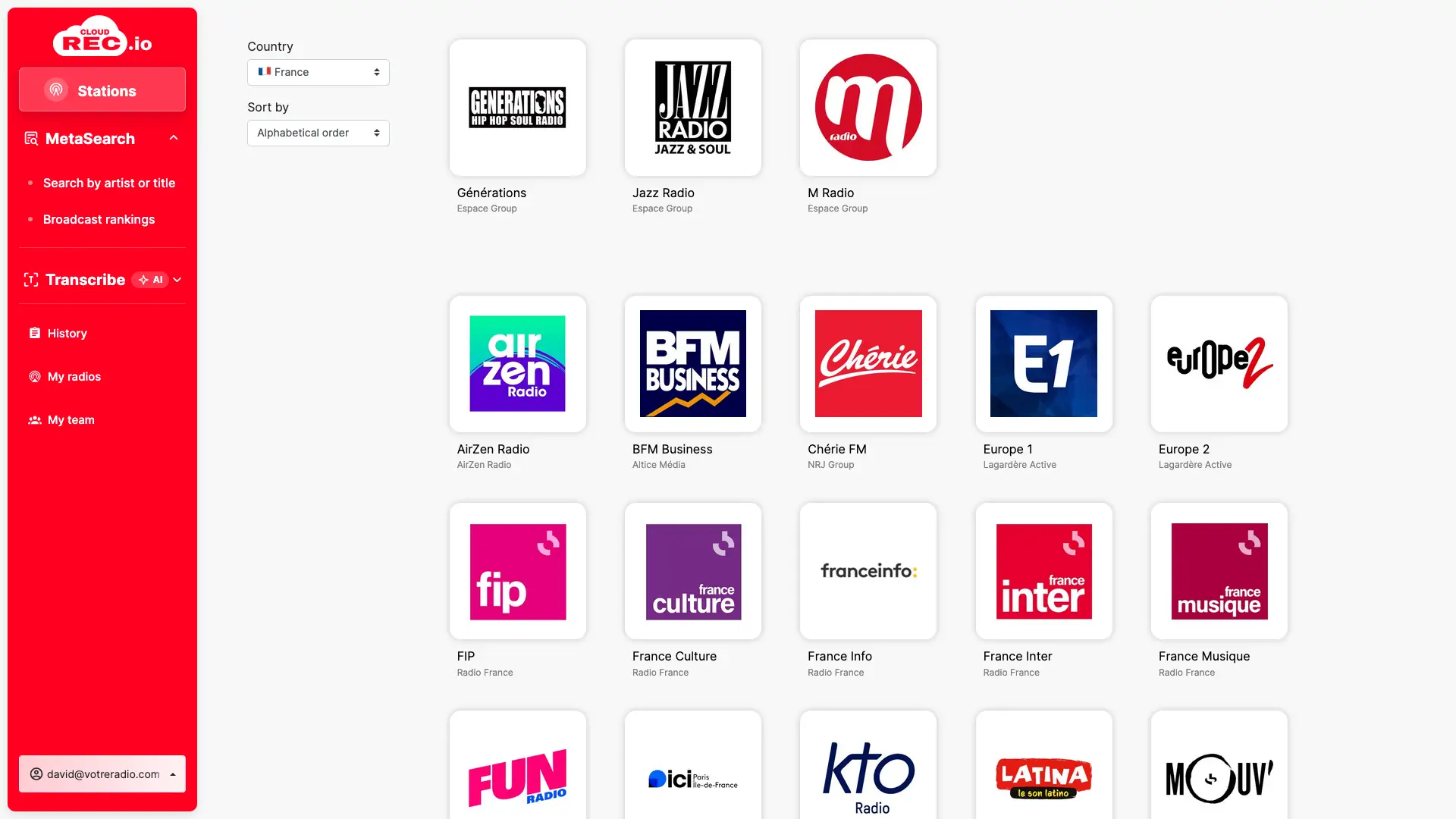 Capture d’écran CloudREC.io