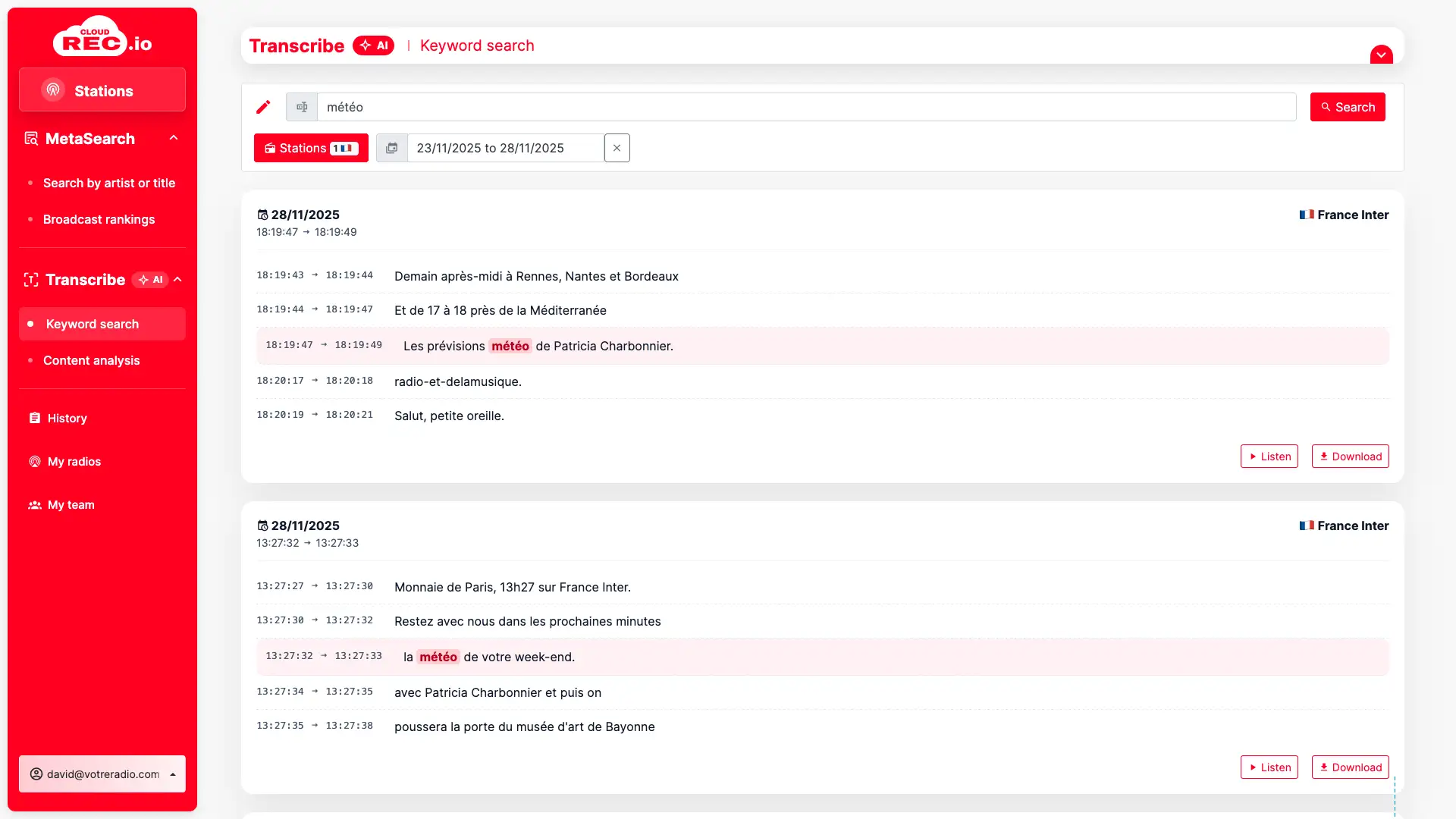 Capture d’écran CloudREC.io